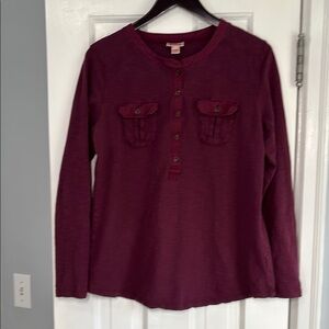 Women's Burgundy Long Sleeve Top